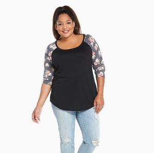 Torrid Floral Sleeve Raglan Shirt